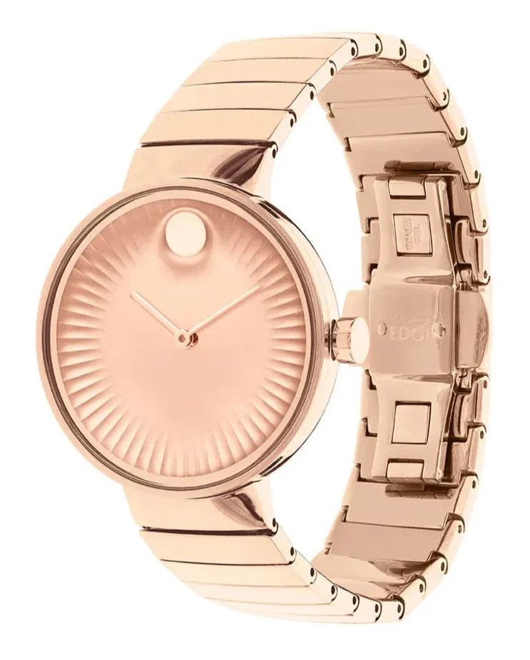 Movado Edge Rose Gold Dial Rose Gold Steel Strap Watch for Women - 3680013 Buy Now By Movado