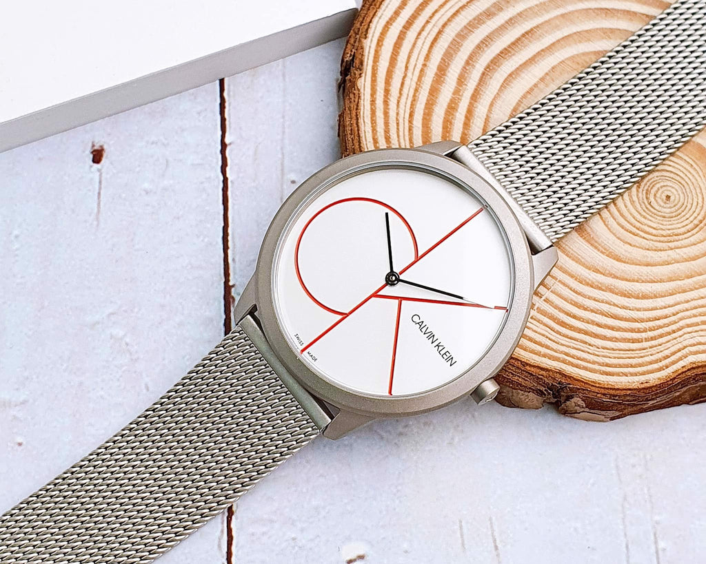 Calvin Klein Minimal White Dial Silver Mesh Bracelet Watch for Men - K3M51152 Buy Now By Calvin Klein