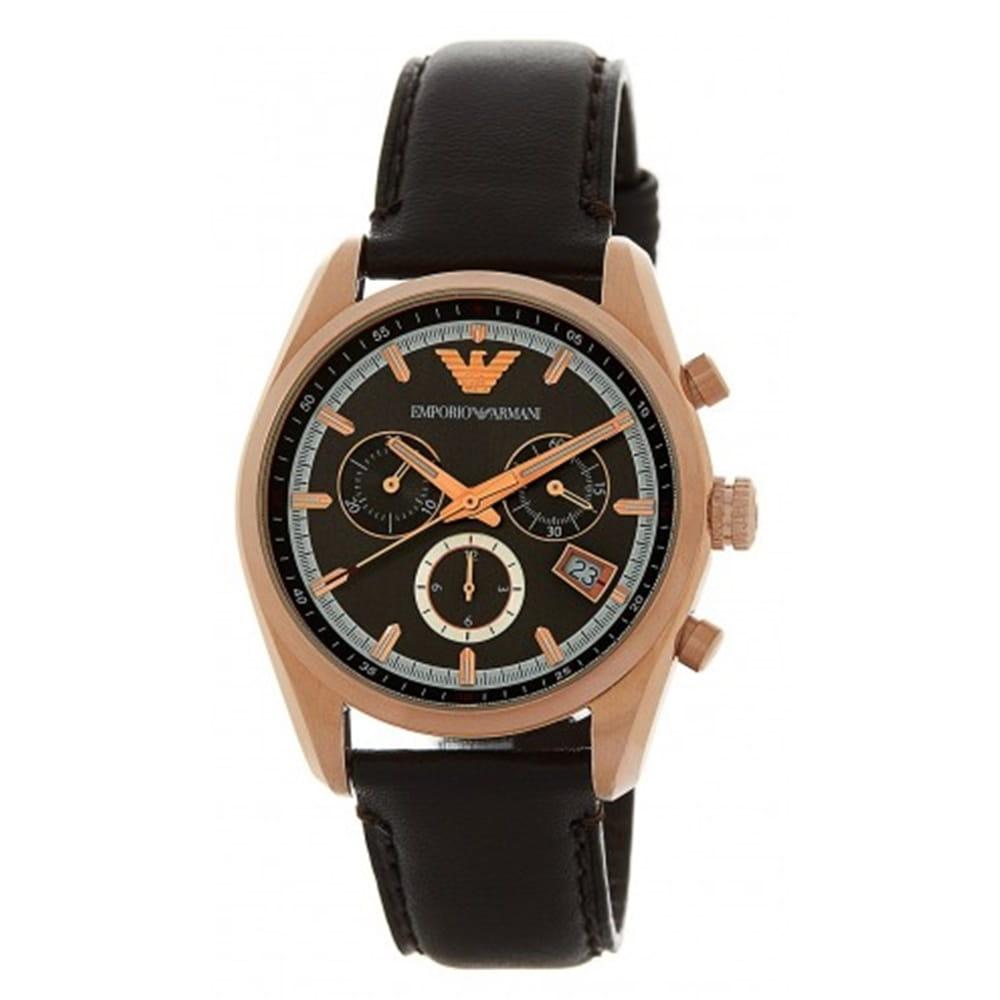 Emporio Armani Chronograph Gray Dial Brown Leather Strap Watch For Men - AR6043 Buy Now By Emporio Armani