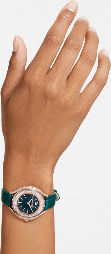 Swarovski Crystalline Aura Green Dial Green Leather Strap Watch for Women - 5644078 Buy Now By Swarovski