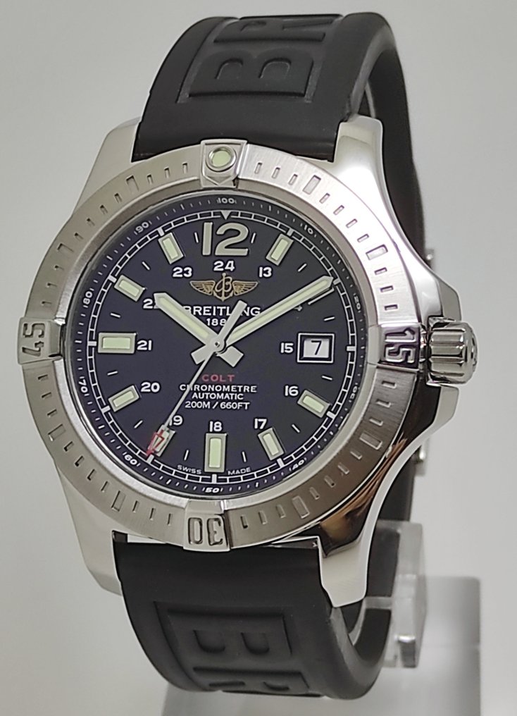 Breitling Colt Automatic 44mm Black Dial Rubber Strap Mens Watch - A1738811/BD44/152S Buy Now By Breitling