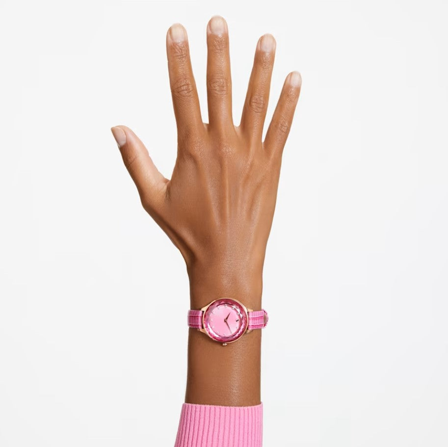 Swarovski Octea Nova Pink Dial Pink Leather Strap Watch for Women - 5650030 Buy Now By Swarovski