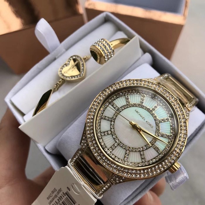 Michael Kors Kerry Mother of Pearl Dial Gold Steel Strap Watch for Women - MK3312 Buy Now By Michael Kors