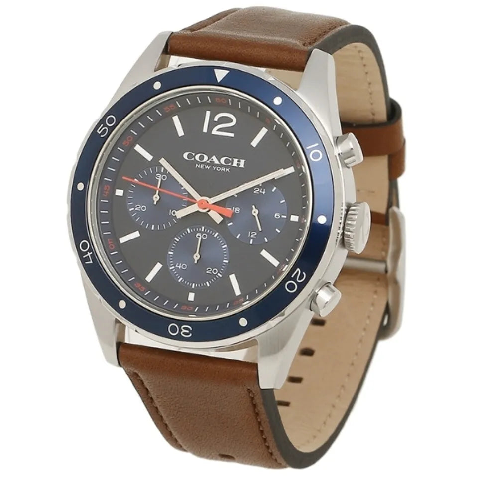 Coach Sullivan Sport Blue Dial Brown Leather Strap Watch for Men - 14606038 Buy Now By Coach