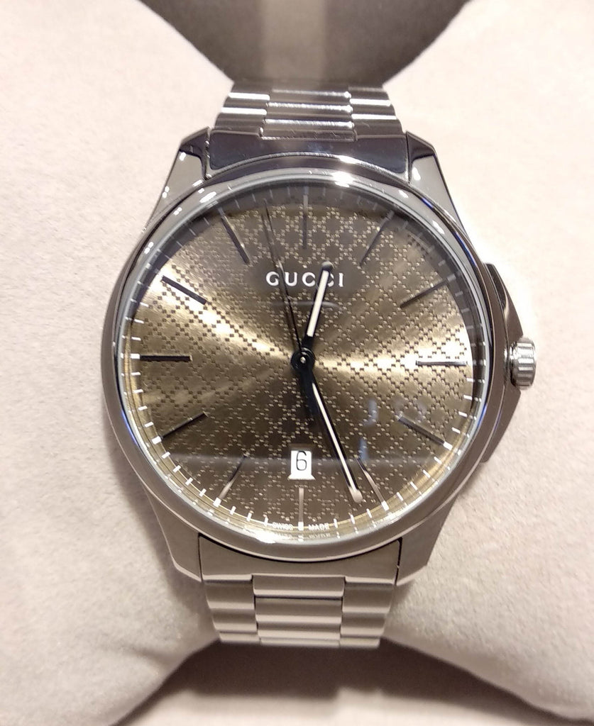 Gucci G Timeless Quartz Brown Dial Silver Steel Strap Watch for Men - YA126317 Buy Now By Gucci