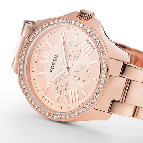 Fossil Cecile Rose Gold Dial Rose Gold Steel Strap Watch for Women - AM4483 Buy Now By Fossil