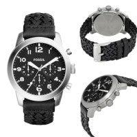 Fossil Pilot 54 Chronograph Black Dial Black Leather Strap Watch for Men - FS5181 Buy Now By Fossil