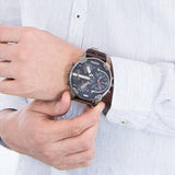 Diesel Mr Daddy Chronograph Blue Dial Brown Leather Strap Watch For Men - DZ7314 Buy Now By Diesel