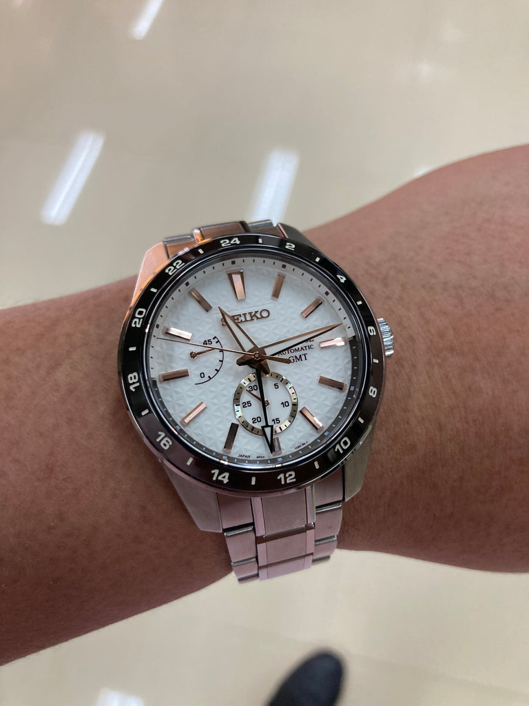 Seiko Presage Sharp Edged Series Automatic GMT Champagne Dial Silver Steel Strap Watch For Men - SPB273J1 Buy Now By Seiko