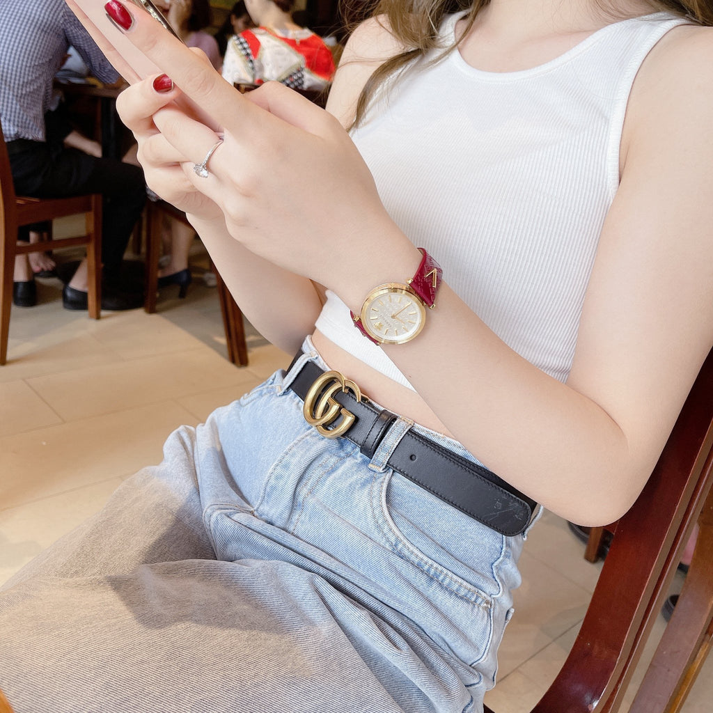 Versace V-Twist Silver Dial Red Leather Strap Watch for for Women - VELS00519 Buy Now By Versace