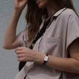 Daniel Wellington Quadro White Dial Black Leather Strap Watch For Women - DW00100434 Buy Now By Daniel Wellington