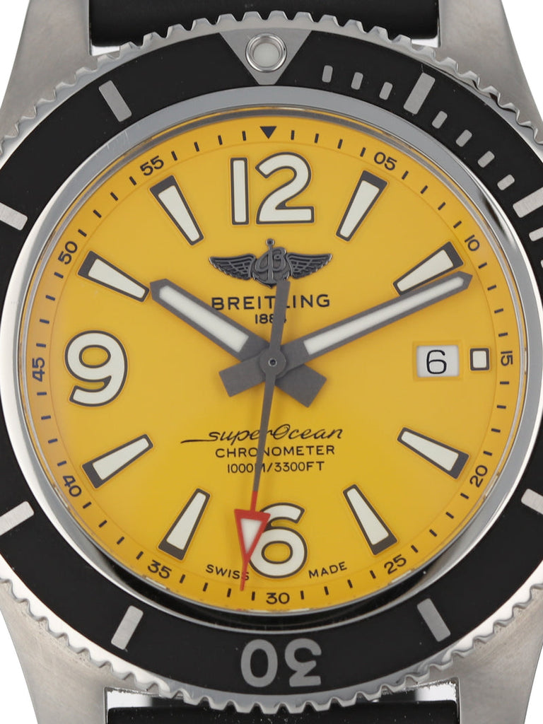 Breitling Superocean II Automatic 44mm Yellow Dial Silver Steel Strap Watch for Men - A17367021I1A1 Buy Now By Breitling