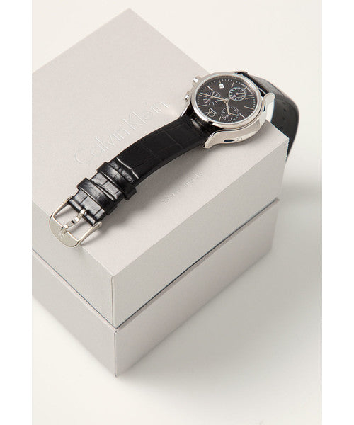 Calvin Klein Skirt Chronograph Black Dial Black Leather Strap Watch for Men - K2U291C1 Buy Now By Calvin Klein