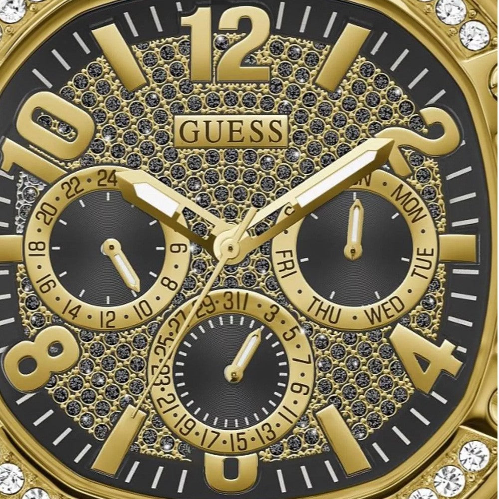 Guess Duke Glitz Crystals Gold Dial Gold Steel Strap Watch For Men - GW0576G2 Buy Now By Guess