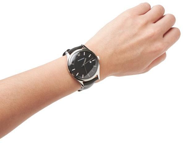 Emporio Armani Lambda Classic Quartz Black Dial Black Leather Strap Watch For Men - AR11020 Buy Now By Emporio Armani