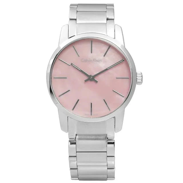 Calvin Klein City Pink Mother of Pearl Dial Stainless Steel Strap Watch For Women - K2G2314E Buy Now By Calvin Klein