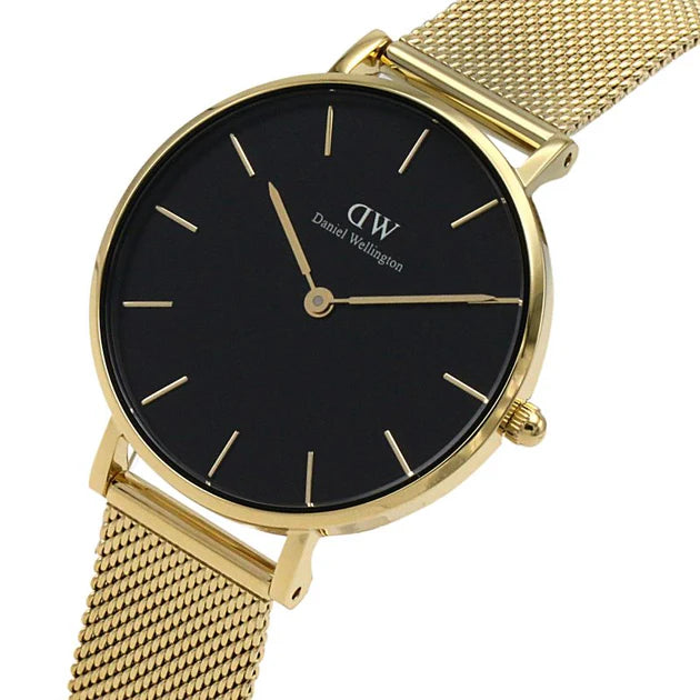 Daniel Wellington Classic Petite Black Dial Gold Mesh Bracelet Watch For Women - DW00100347 Buy Now By Daniel Wellington
