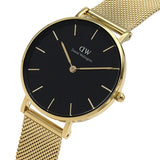 Daniel Wellington Classic Petite Black Dial Gold Mesh Bracelet Watch For Women - DW00100347 Buy Now By Daniel Wellington