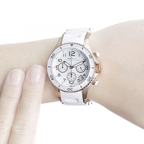 Marc Jacobs Rock Chronograph White Dial White Silicone Strap Watch for Women - MBM2547 Buy Now By Marc Jacobs