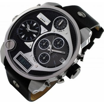Diesel Mr Daddy Chronograph White Dial Black Leather Strap Watch For Men - DZ7125 Buy Now By Diesel