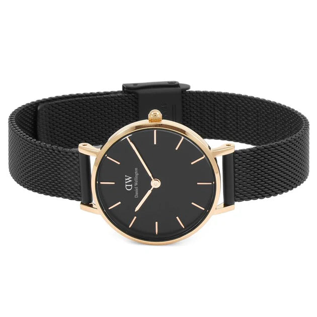 Daniel Wellington Petite Ashfield Black Dial Black Mesh Strap Watch for Women - DW00100307 Buy Now By Daniel Wellington