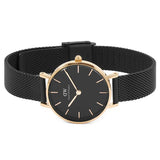 Daniel Wellington Petite Ashfield Black Dial Black Mesh Strap Watch for Women - DW00100307 Buy Now By Daniel Wellington