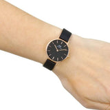 Daniel Wellington Petite Ashfield Black Dial Black Mesh Strap Watch for Women - DW00100307