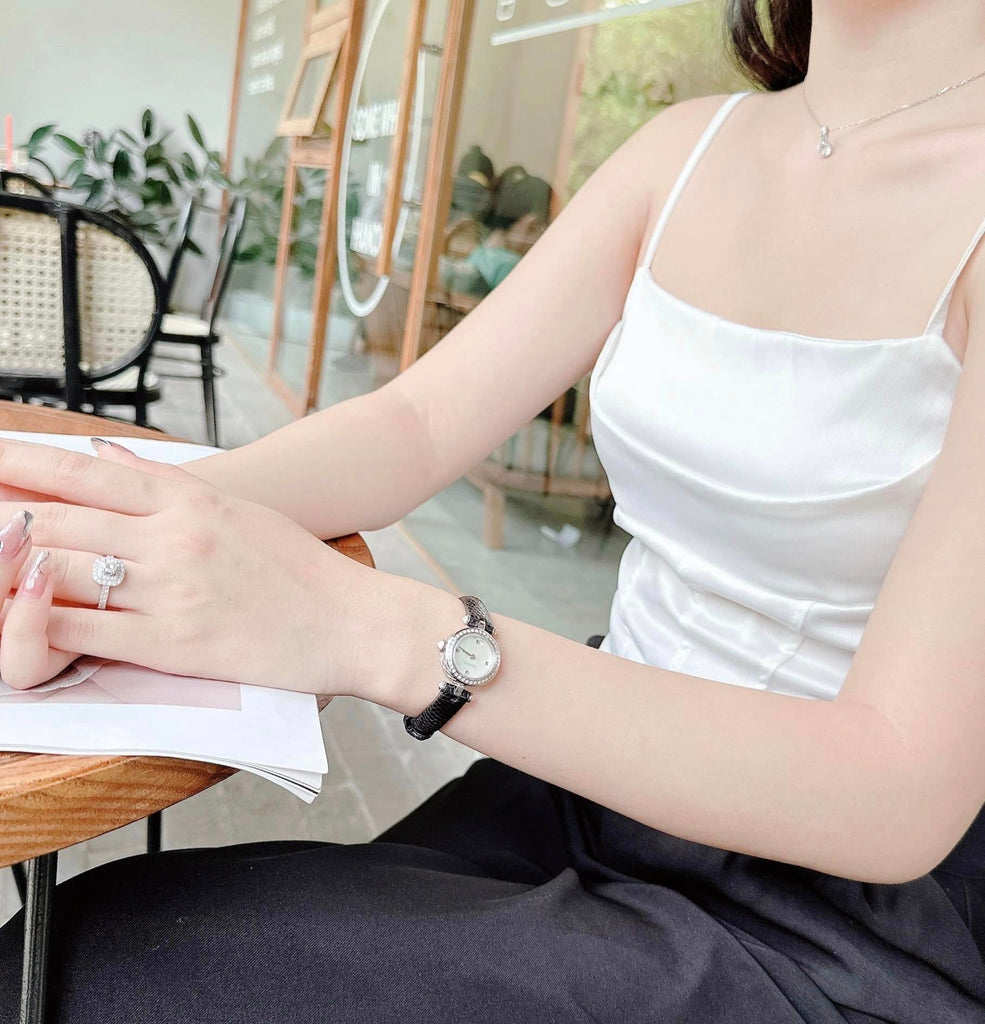 Gucci Diamantissima Diamonds Mother of Pearl Dial Black Leather Strap Watch For Women - YA141511 Buy Now By Gucci