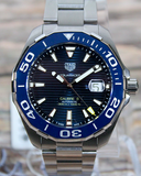Tag Heuer Aquaracer Calibre 5 Blue Dial Silver Steel Strap Watch for Men - WAY201B.BA0927 Buy Now By Tag Heuer
