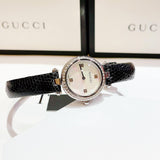 Gucci Diamantissima Diamonds Mother of Pearl Dial Black Leather Strap Watch For Women - YA141511 Buy Now By Gucci