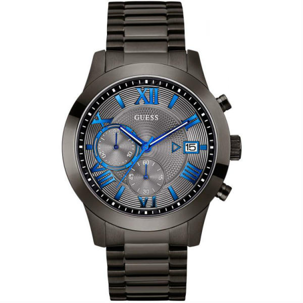 Guess Atlas Quartz Grey Dial Grey Steel Strap Watch For Men - W0668G2 Buy Now By Guess