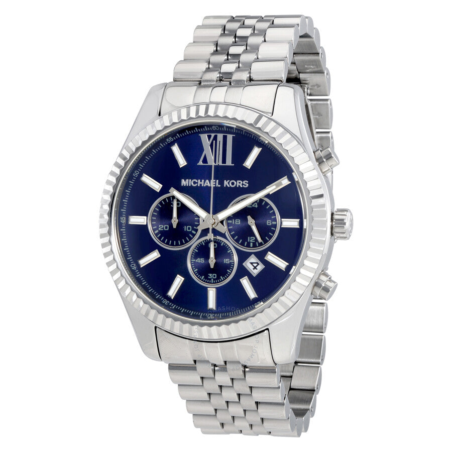 Michael Kors Lexington Chronograph Blue Dial Silver Steel Strap Watch for Men - MK8280 Buy Now By Michael Kors