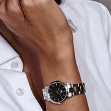 Daniel Wellington Iconic Link Black Dial Silver Steel Strap Watch For Women - DW00100206 Buy Now By Daniel Wellington