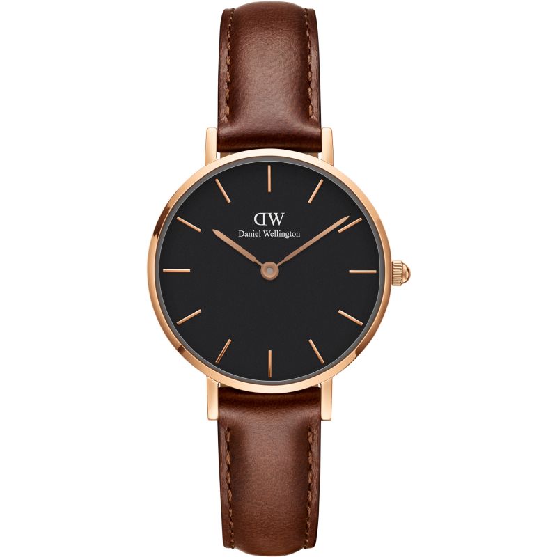 Daniel Wellington Classic Petite St Mawes Black Dial Brown Leather Strap Watch For Women - DW00100225 Buy Now By Daniel Wellington