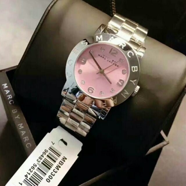 Marc Jacobs Amy Life Pink Dial Silver Steel Strap Watch for Women - MBM3300 Buy Now By Marc Jacobs