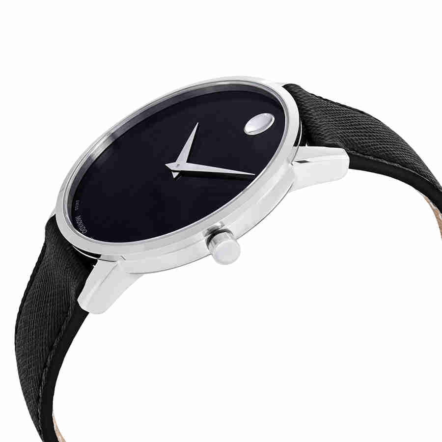 Movado Museum Classic Black Dial Black Leather Strap Watch for Men - 0607194 Buy Now By Movado