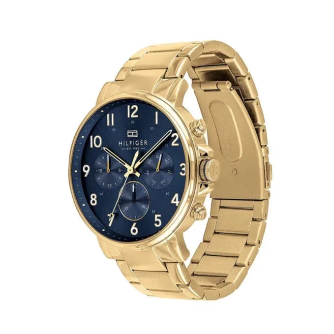 Tommy Hilfiger Daniel Chronograph Blue Dial Gold Steel Strap Watch for Men - 1710384 Buy Now By Tommy Hilfiger