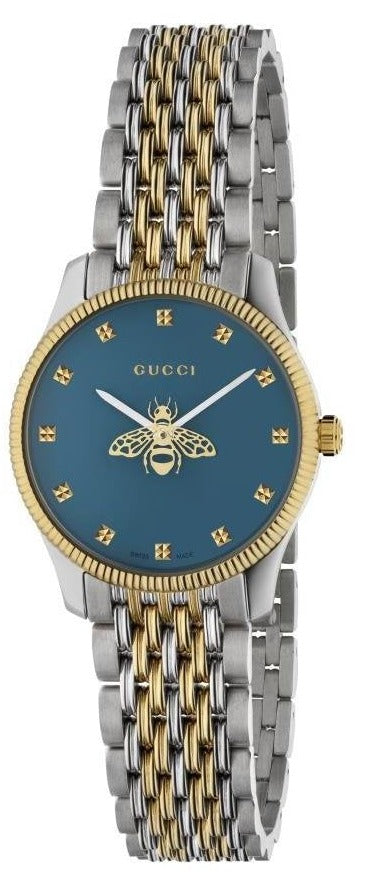Gucci G Timeless Quartz Blue Dial Two Tone Steel Strap Watch For Women - YA1265029 Buy Now By Gucci