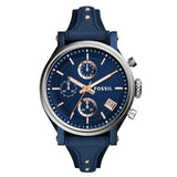 Fossil Boyfriend Sport Chronograph Blue Dial Blue Leather Strap Watch for Women - ES4113 Buy Now By Fossil