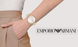 Emporio Armani Dress Analog Mother of Pearl Dial Gold Steel Strap Watch For Women - AR11007 Buy Now By Emporio Armani