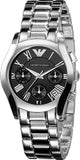 Emporio Armani Velente Chronograph Black Dial Silver Steel Strap Watch For Women - AR0674 Buy Now By Emporio Armani