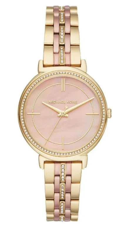 Michael Kors Cinthia Mother of Pearl Rose Gold Dial Two Tone Steel Strap Watch for Women - MK3860 Buy Now By Michael Kors