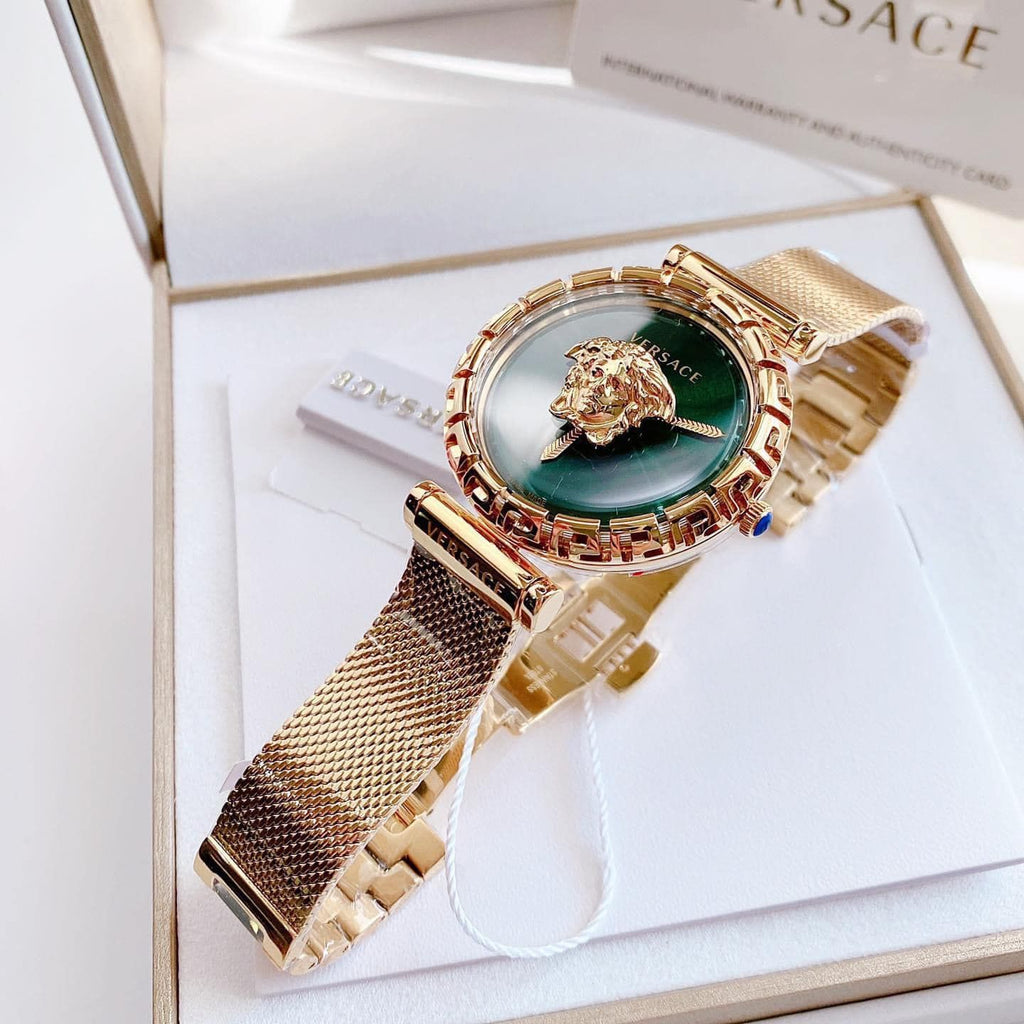 Versace Palazzo Empire Greca Green Dial Gold Mesh Bracelet Watch for Women - VEDV00819 Buy Now By Versace