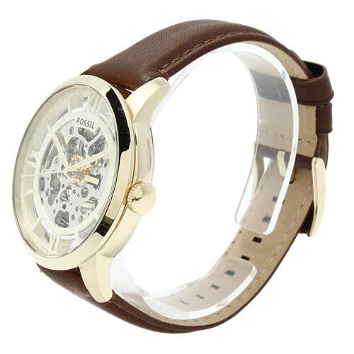 Fossil Townsman Automatic Skeleton Gold Dial Brown Leather Strap Watch for Men - ME3043 Buy Now By Fossil