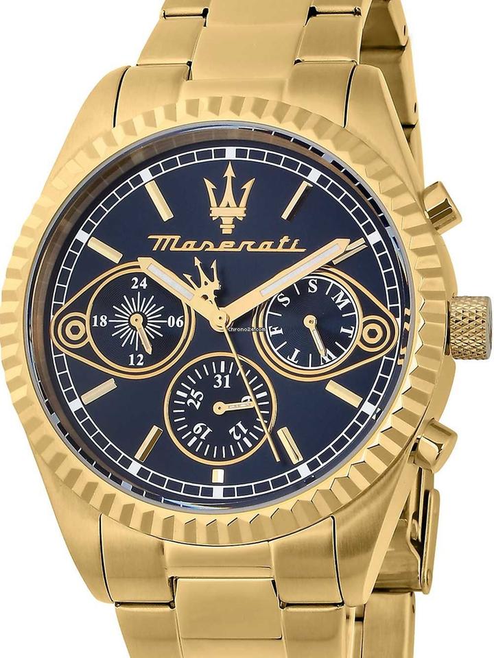 Maserati Competizione Chronograph Blue Dial Gold Steel Strap Watch For Men - R8853100026 Buy Now By Maserati