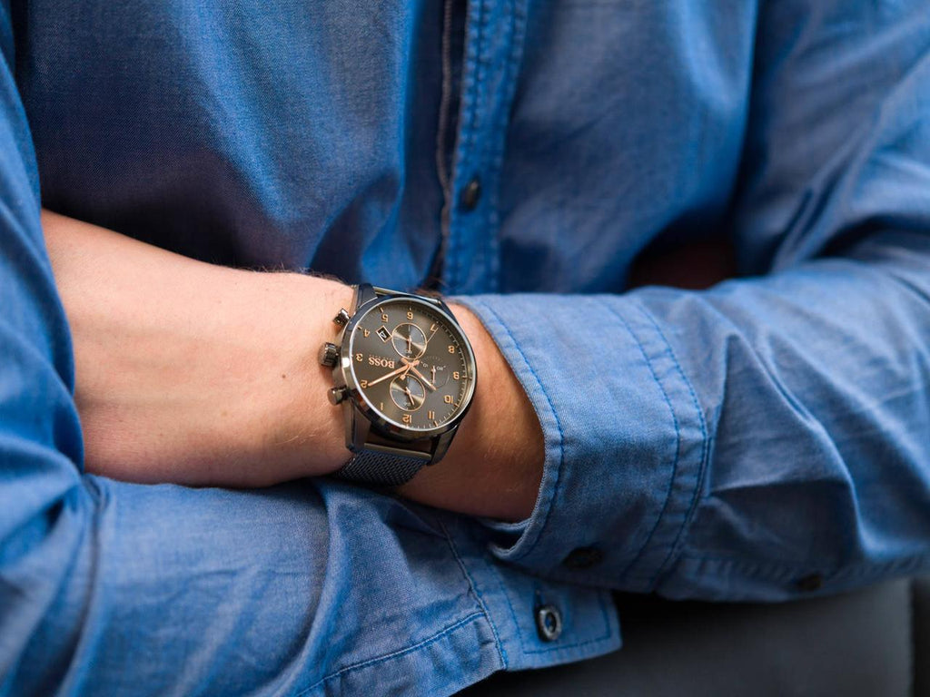 Hugo Boss Skymaster Grey Dial Grey Mesh Bracelet Watch for Men - 1513837 Buy Now By Hugo Boss