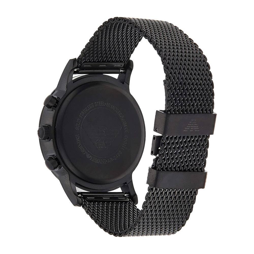 Emporio Armani Renato Chronograph Black Dial Black Mesh Bracelet Watch For Men - AR2498 Buy Now By Emporio Armani
