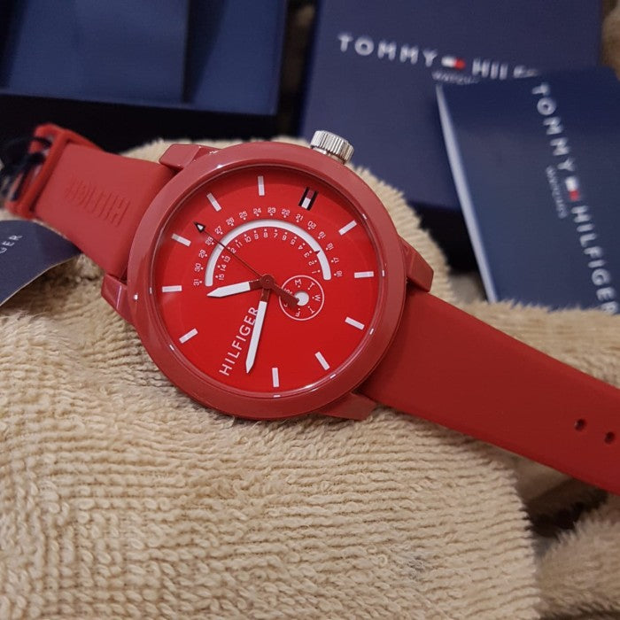Tommy Hilfiger Denim Quartz Red Dial Red Rubber Strap Watch for Men - 1791480 Buy Now By Tommy Hilfiger