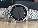 Movado Museum Diamonds Black Dial Silver Steel Strap Watch For Men - 606878 Buy Now By Movado
