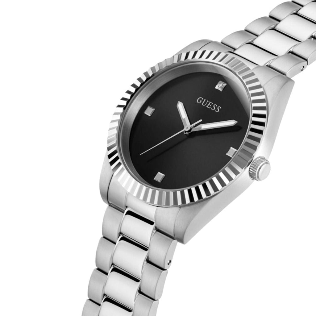 Guess Connoisseur Analog Black Dial Silver Steel Strap Watch For Men - GW0542G1 Buy Now By Guess